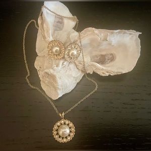 Pearl and diamond costume necklace and earrings from Italy